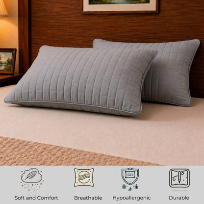Siroki Bond Solid Single Pipin Quilted Sleeping Pillow (Grey)