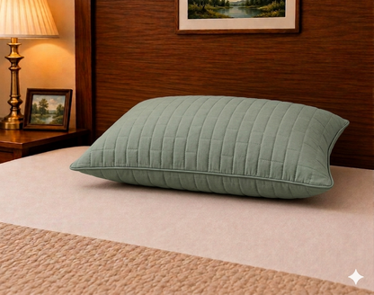 Siroki Bond Solid Single Pipin Quilted Sleeping Pillow (Olive) (16x24)