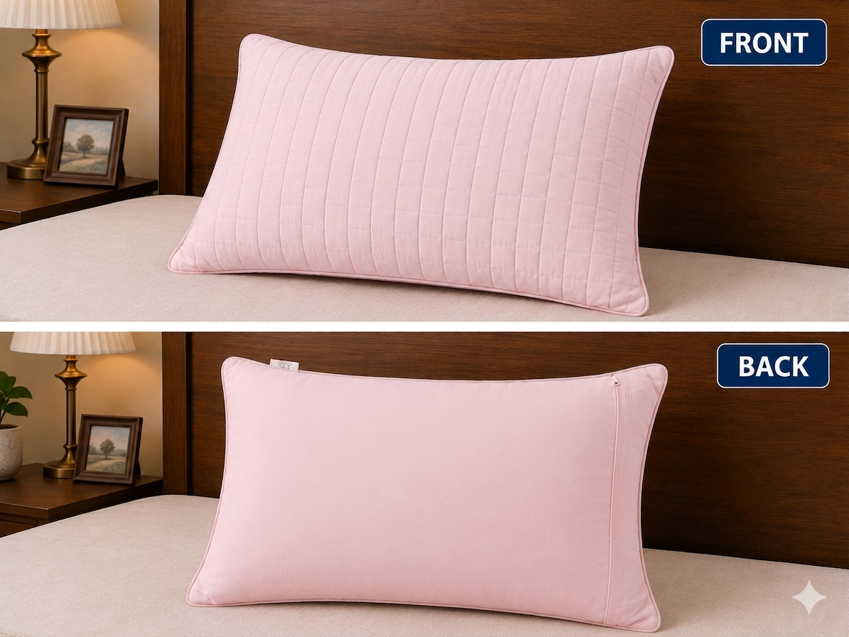 Siroki Bond Solid Quilted Sleeping Pillow Cover (16X24) – Pink