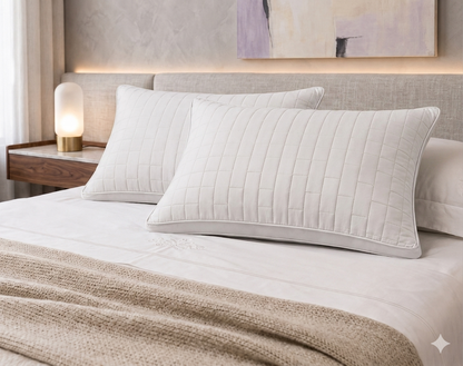 Siroki Bond Solid Double Pipin Quilted Sleeping Pillow (White)