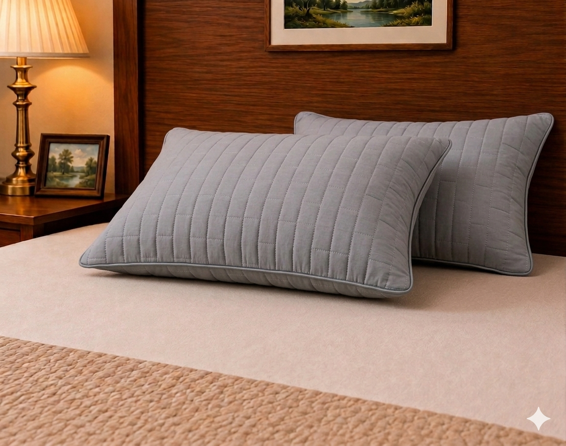 Siroki Bond Solid Single Pipin Quilted Sleeping Pillow (Grey) (16x24)