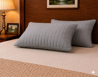 Siroki Bond Solid Single Pipin Quilted Sleeping Pillow (Grey) (16x24)