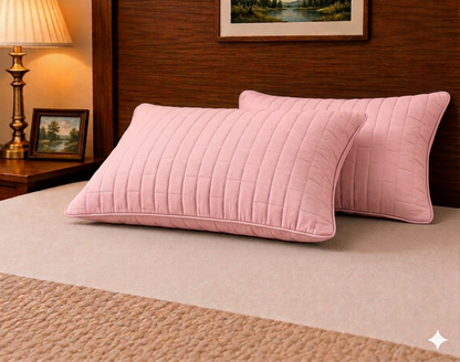 Siroki Bond Solid Single Pipin Quilted Sleeping Pillow (Pink) (16x24)