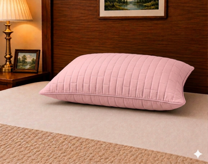 Siroki Bond Solid Double Pipin Quilted Sleeping Pillow (Pink)