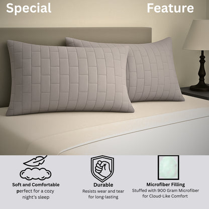 Siroki Bond Microfiber filling Quilted Pillow for Home Bedroom & Living Room 17x27 Soft Sleeping Pillow (Grey)