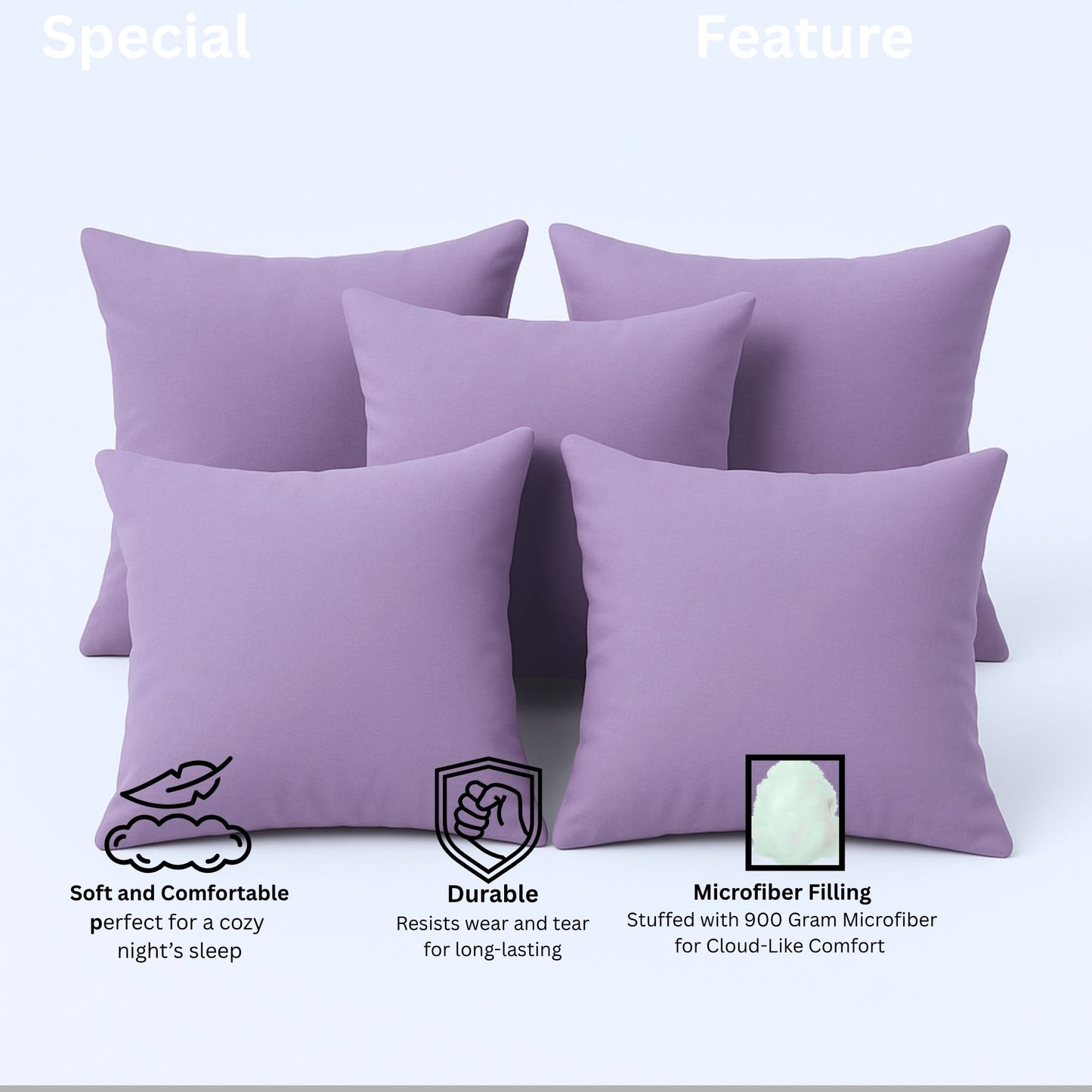 Siroki Bond Microfiber Filling Cushion For Home Office Living Room 16x16 Inch Soft Fluffy Cushion (Lavendra)