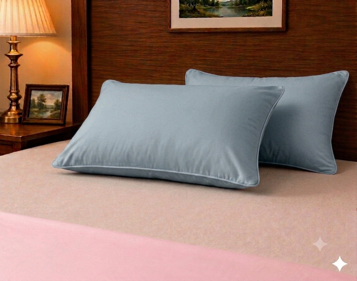 Siroki Bond Microfiber Filling Plain Sleeping Pillow (Grey) (16x24)