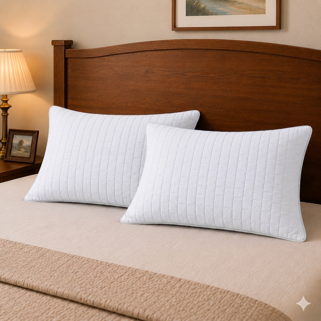 Siroki Bond Solid Quilted Sleeping Pillow Cover (17X27) – White