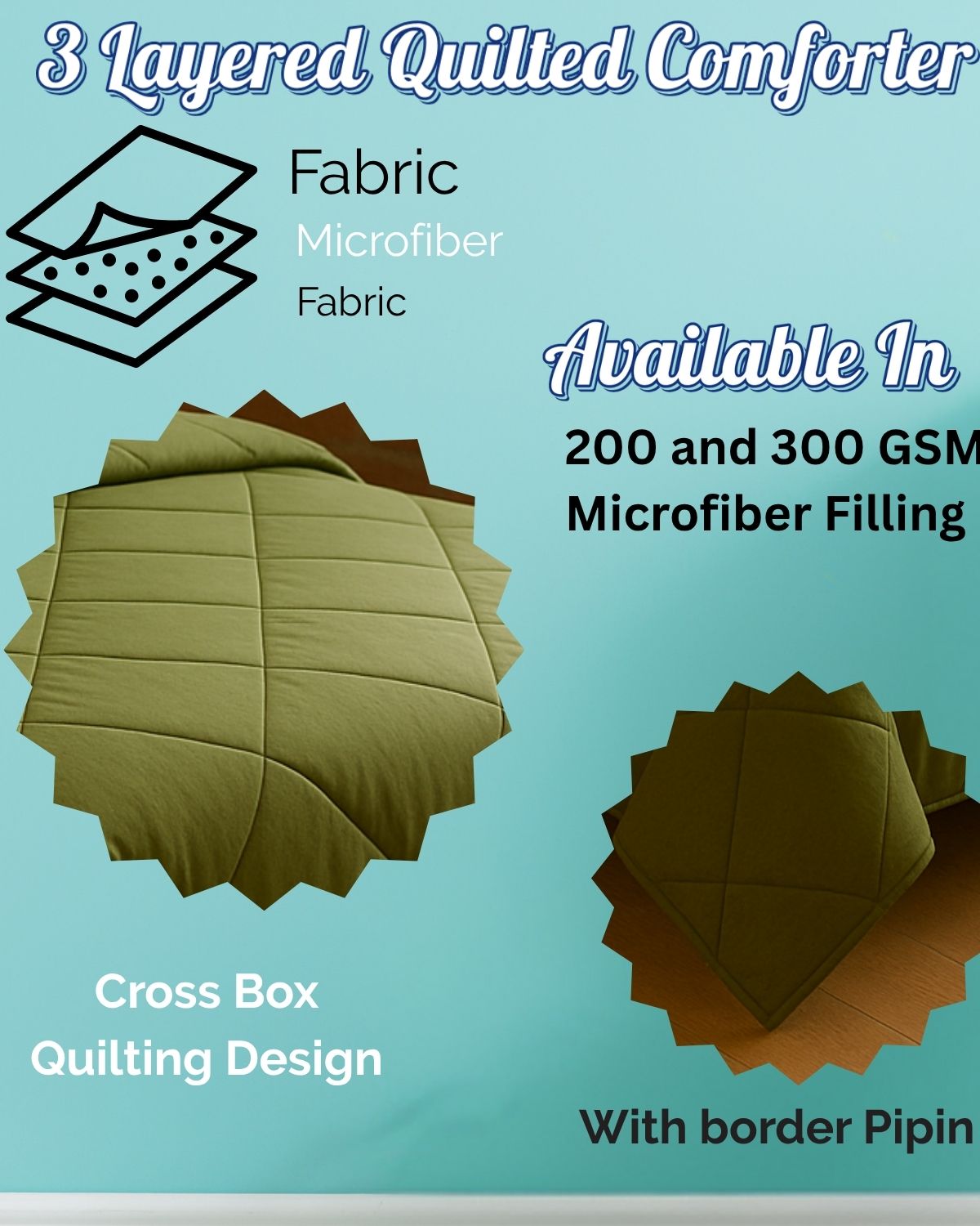 Siroki Bond Quilted 200 GSM Microfiber Filling Comforter for AC Room and Mild Winter