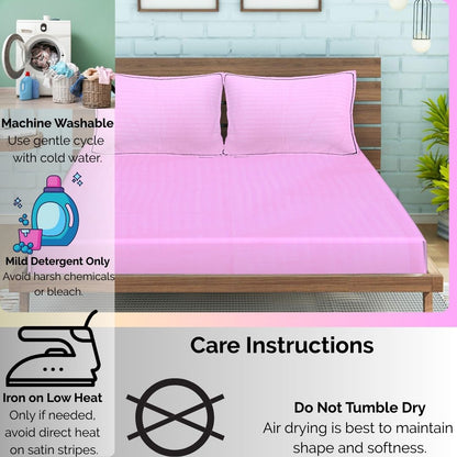 Siroki Satin Strip 250 TC Flat Solid Bedsheet for Home, Living Room & Bedroom Strip Bedsheet