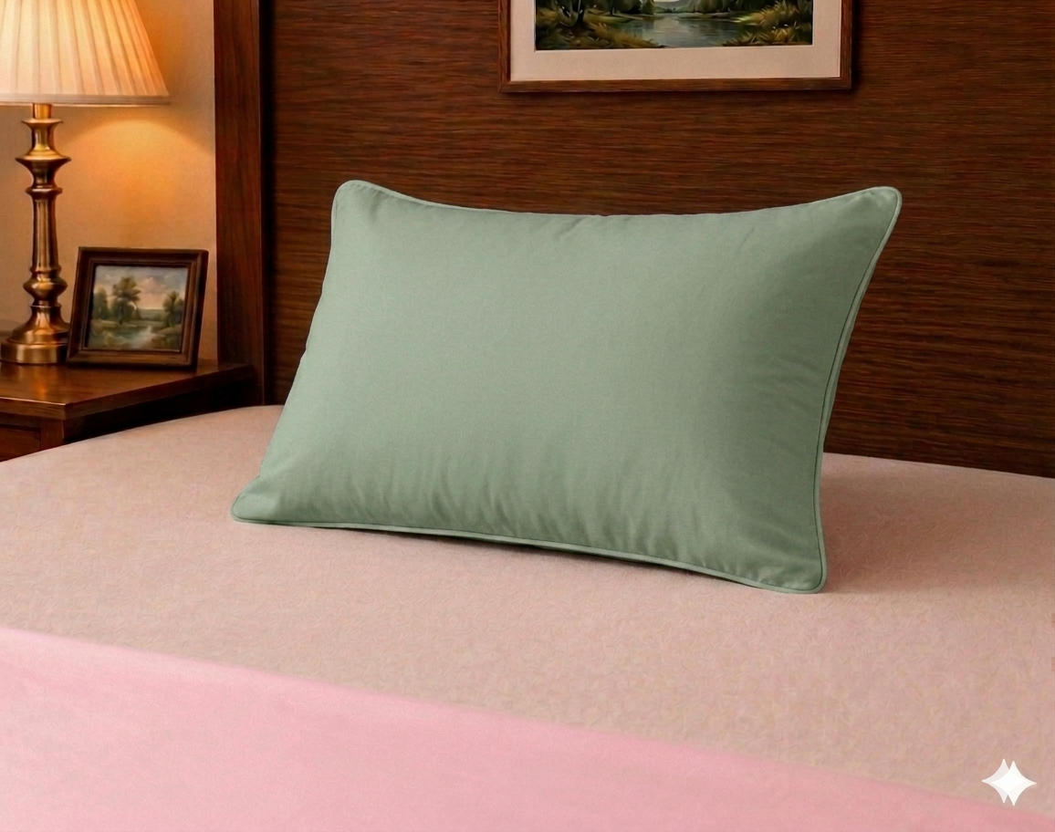 Siroki Bond Microfiber Filling Plain Sleeping Pillow (Olive) (17x27)