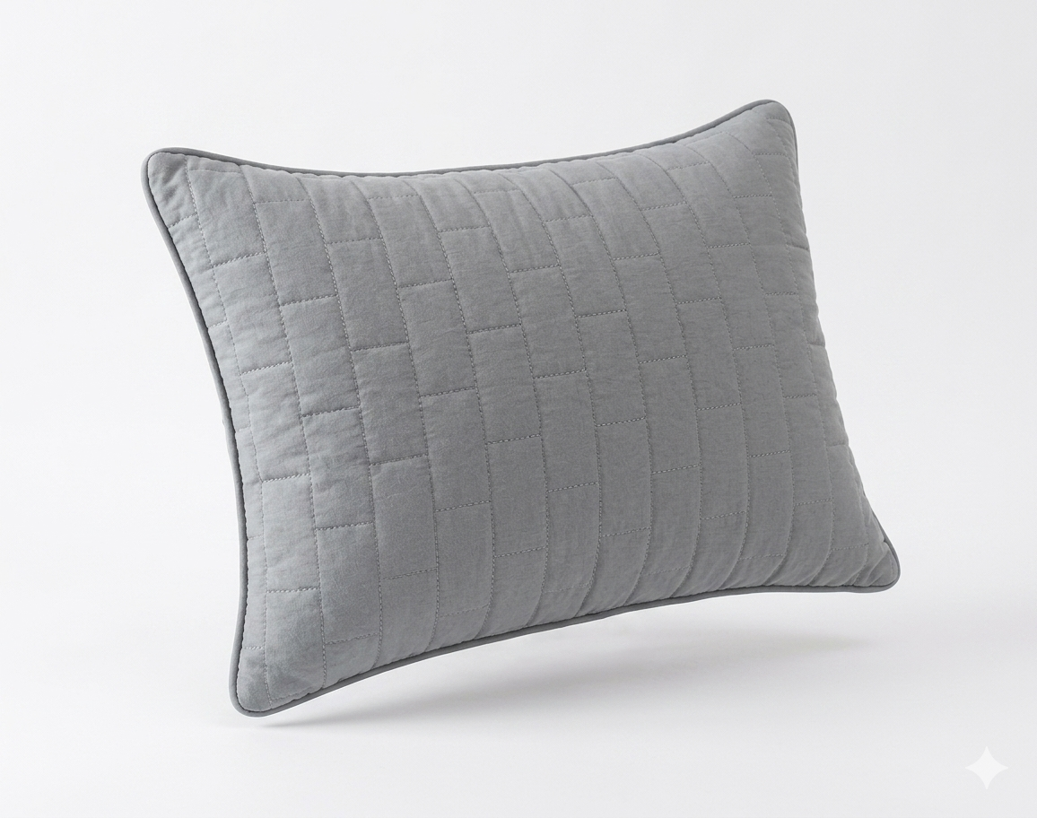 Siroki Bond Solid Single Pipin Quilted Sleeping Pillow (Grey) (16x24)