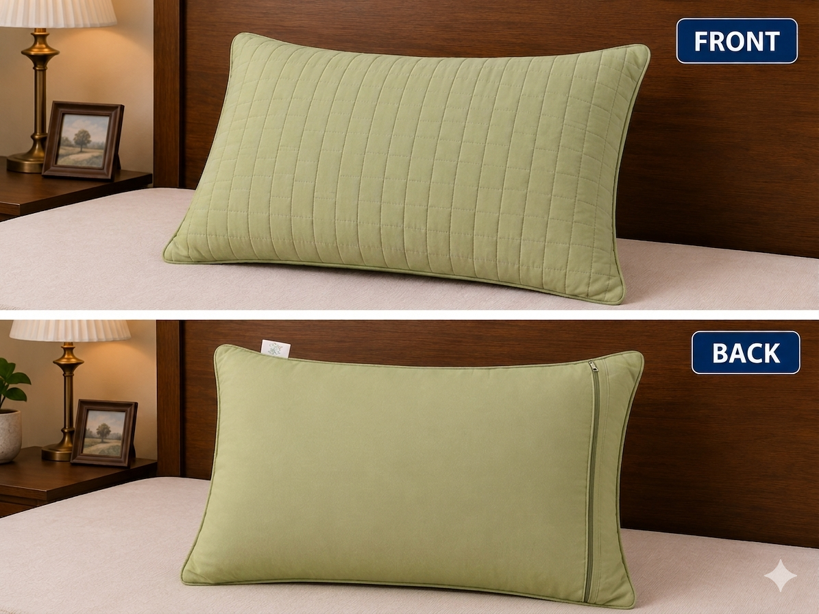 Siroki Bond Solid Quilted Sleeping Pillow Cover (16X24) – Olive