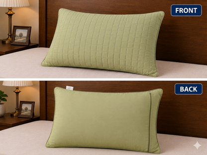 Siroki Bond Solid Quilted Sleeping Pillow Cover (16X24) – Olive