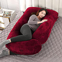 Siroki Bond Red J-shape Full Body Velvet Pregnancy Pillow for Pregnant Women