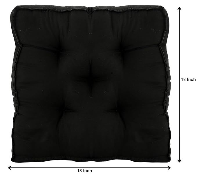 Siroki Bond Black Solid Microfiber Sitting Box Chair Pad