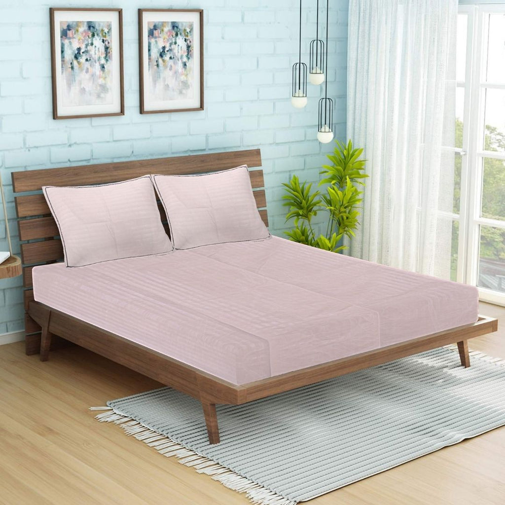 Siroki Satin Strip 250 TC Flat Solid Bedsheet for Home, Living Room & Bedroom Strip Bedsheet