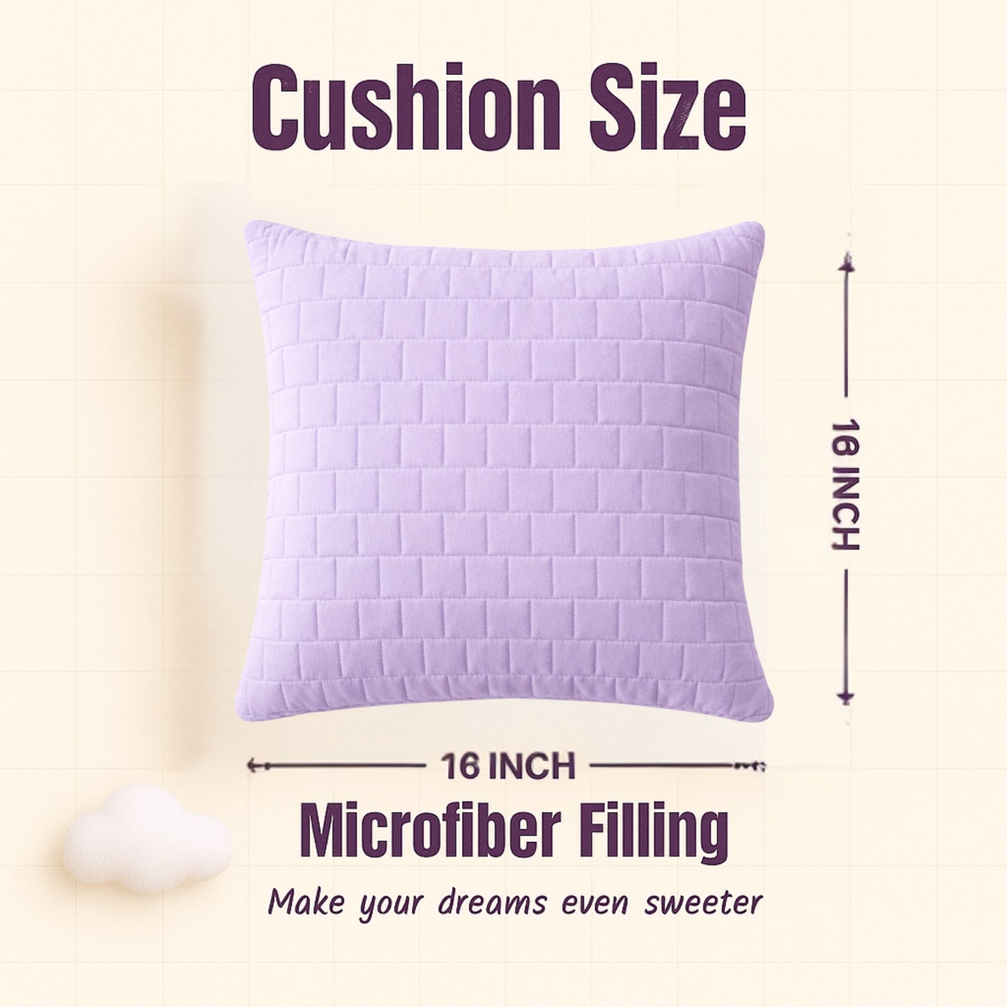 Siroki Bond Microfiber Filling Cushion (16x16) (Lavendar)