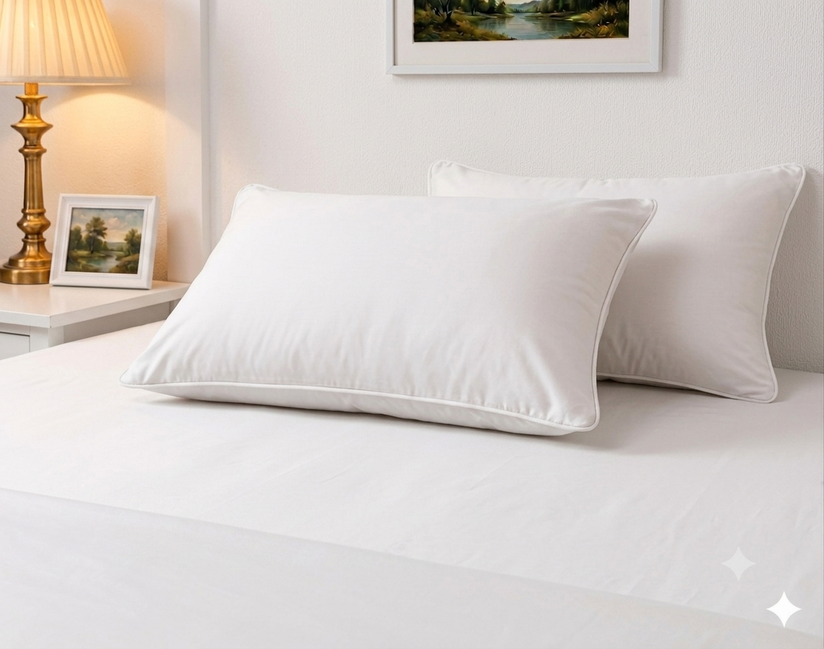 Siroki Bond Microfiber Filling Plain Sleeping Pillow (White) (17x27)
