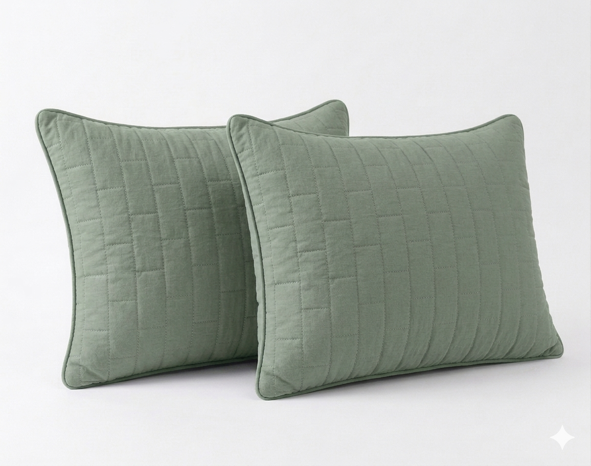 Siroki Bond Solid Single Pipin Quilted Sleeping Pillow (Olive) (16x24)