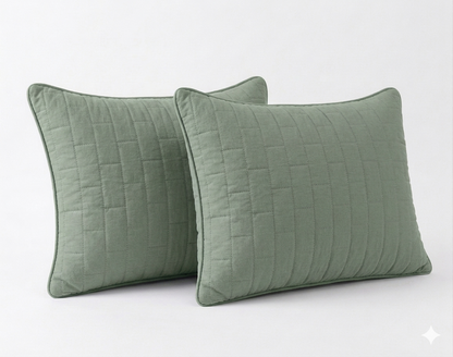 Siroki Bond Solid Single Pipin Quilted Sleeping Pillow (Olive) (16x24)