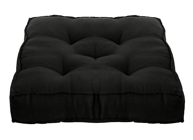 Siroki Bond Black Solid Microfiber Sitting Box Chair Pad