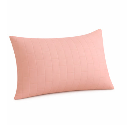 Siroki bond Quilted Pillow Cover For Home Decor Bedroom Soft Fluffy 17*27 Inch Pillow Case (Pink)