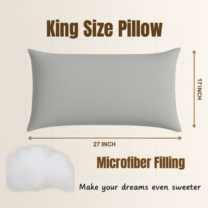 Siroki Bond Microfiber Filling Plain Pillow for Home Bedroom & Living Room 17x27 Soft Solid Sleeping Pillow (Grey)