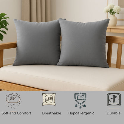 Siroki Bond Microfiber Filling Cushion For Home Office Living Room 16x16 Inch Soft Fluffy Cushion (Grey)