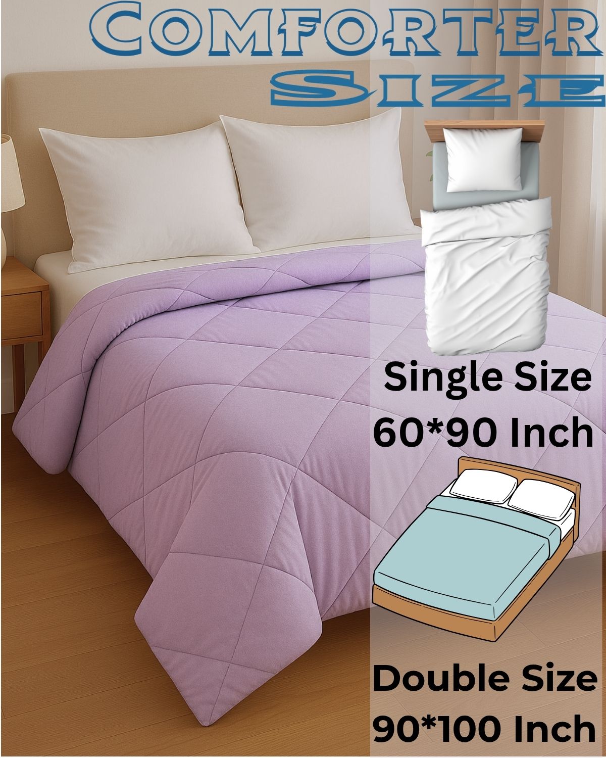 Siroki Bond Quilted 200 GSM Microfiber Filling Comforter for AC Room and Mild Winter