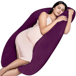 Siroki Bond Purple J-shape Velvet Full Body Pregnancy Pillow For Pregnant Women