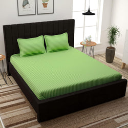 Siroki Bond Olive Green Solid Cotton Single Bedsheet