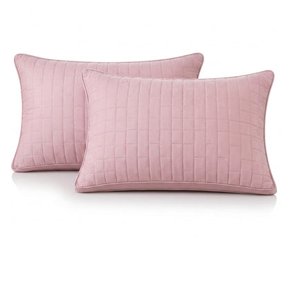 Siroki Bond Solid Double Pipin Quilted Sleeping Pillow (Pink) (16X24)