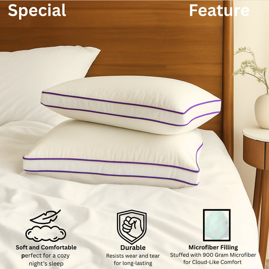 Siroki Bond Microfiber Filling Double Pipin Pillow for Home Bedroom & Living Room 17x27 Soft Sleeping Pillow