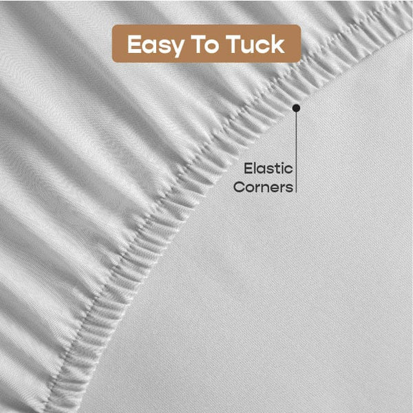 Siroki Bond White Premium Elastic Fitted Double Bed Sheet