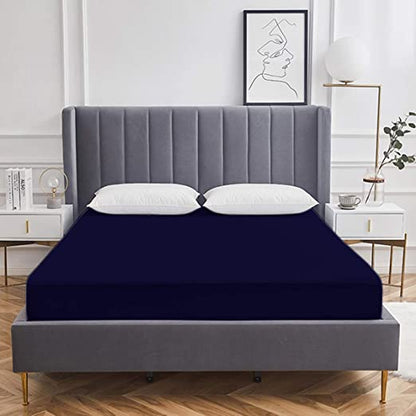 Siroki Bond Terry Cotton Waterproof Mattress Protector for Living Room, Bedroom & Home Mattress Protector ( Blue)