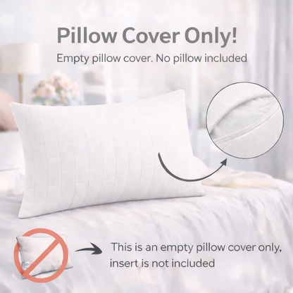 Siroki Bond Quilted Pillow Cover For Home Decor Bedroom Soft Fluffy 17*27 Inch Pillow Case (White)