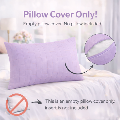 Siroki bond Quilted Pillow Cover For Home Decor Bedroom Soft Fluffy 17*27 Inch Pillow Case (Lavender)