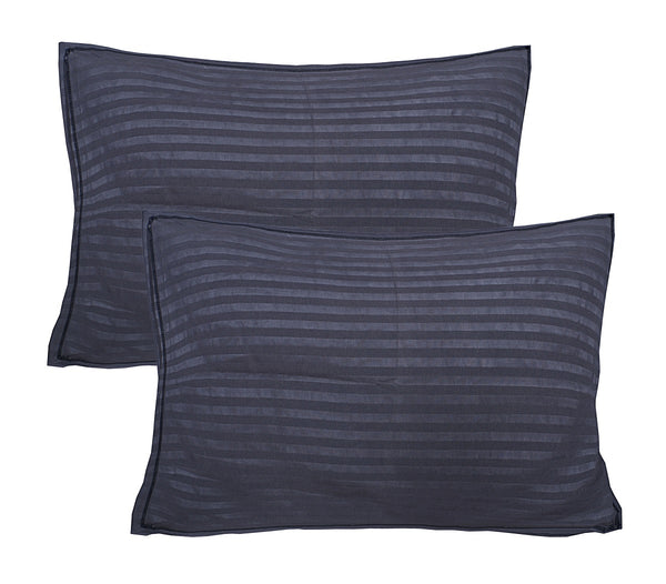 Siroki Bond Dark Blue Solid Pillow Cover (17*27)