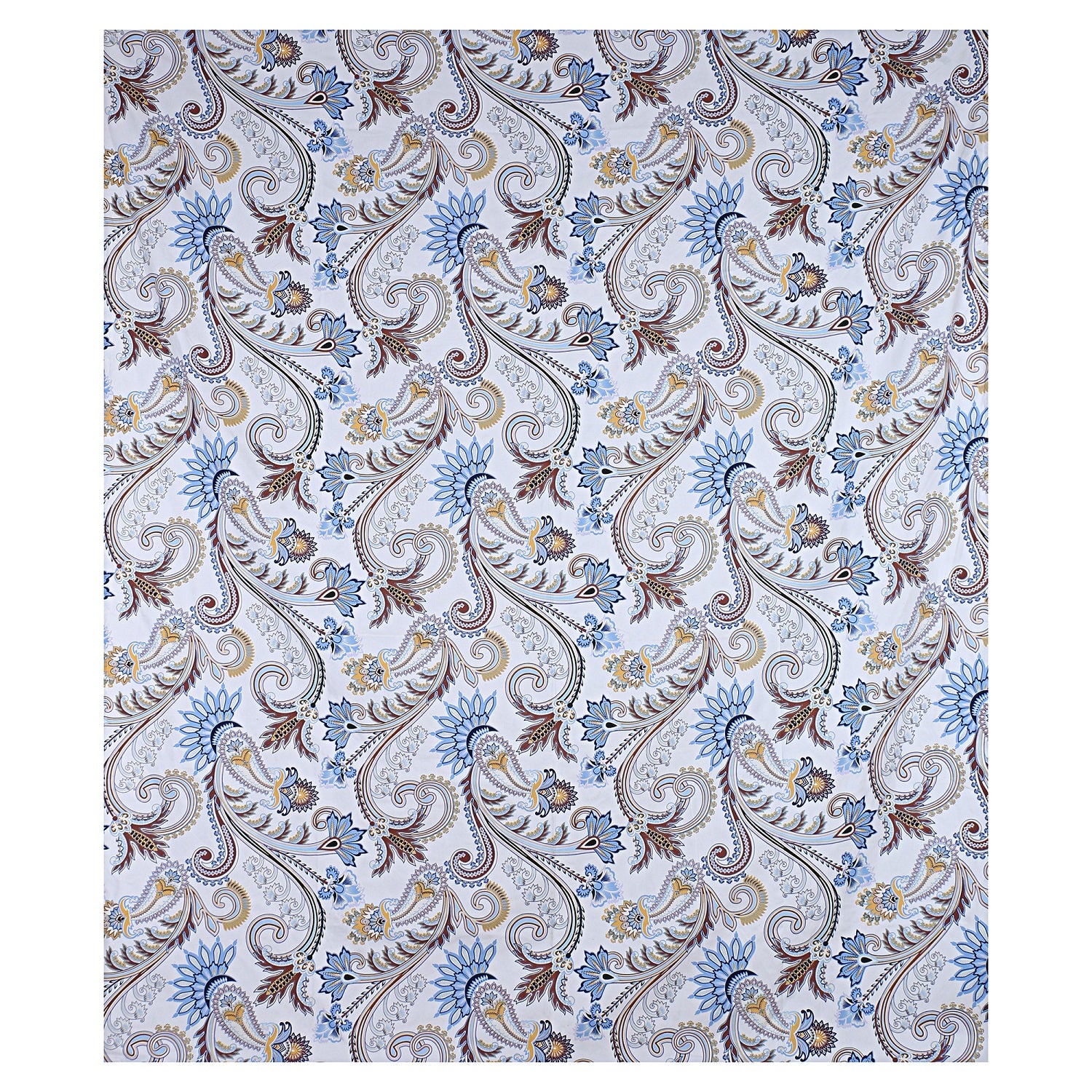 Siroki Bond  White Blue Floral Printed Premium Bed Sheet