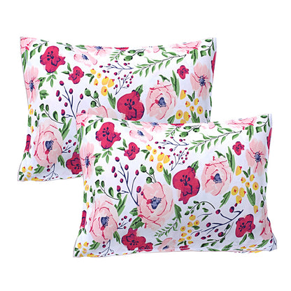 Siroki Bond White Purple Floral Printed Premium Bed Sheet