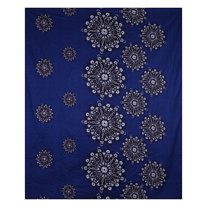 Siroki Bond Fitted Dark Blue Floral Printed Premium Double Bed Sheet