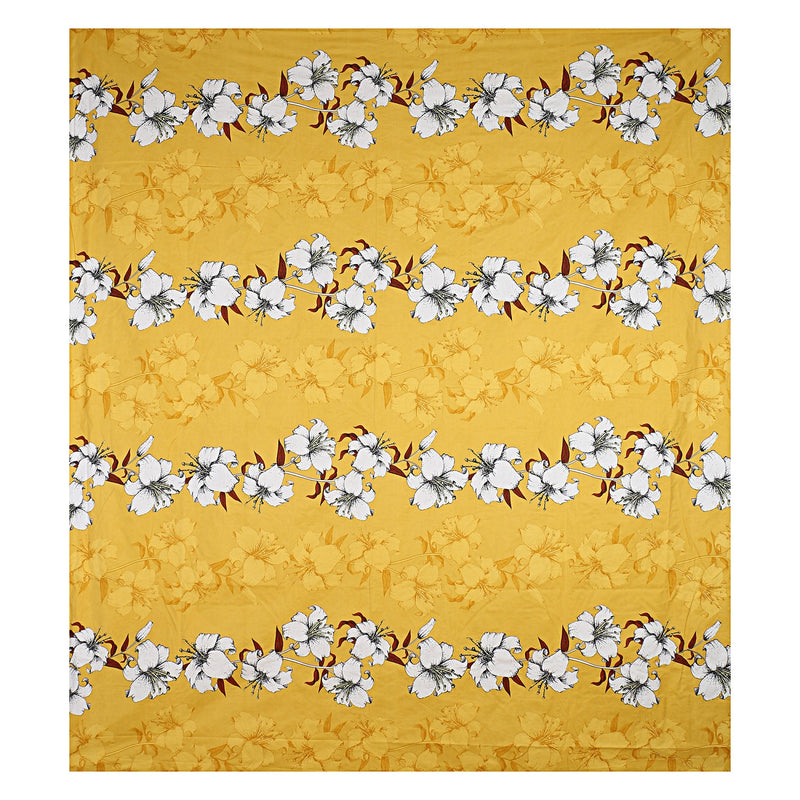 Siroki Bond Yellow Floral Printed King Bed Sheet