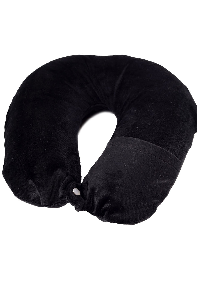 Siroki Bond Velvet Black Neck/Travel Pillow