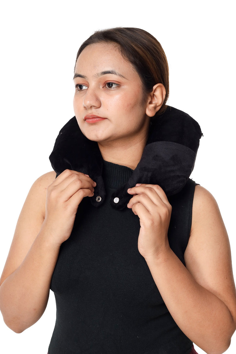 Siroki Bond Velvet Black Neck/Travel Pillow