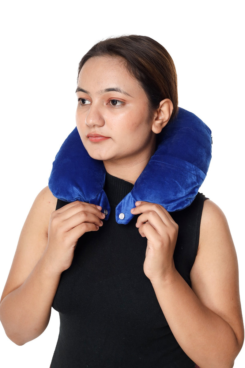 Siroki Bond Velvet Blue Neck/Travel Pillow