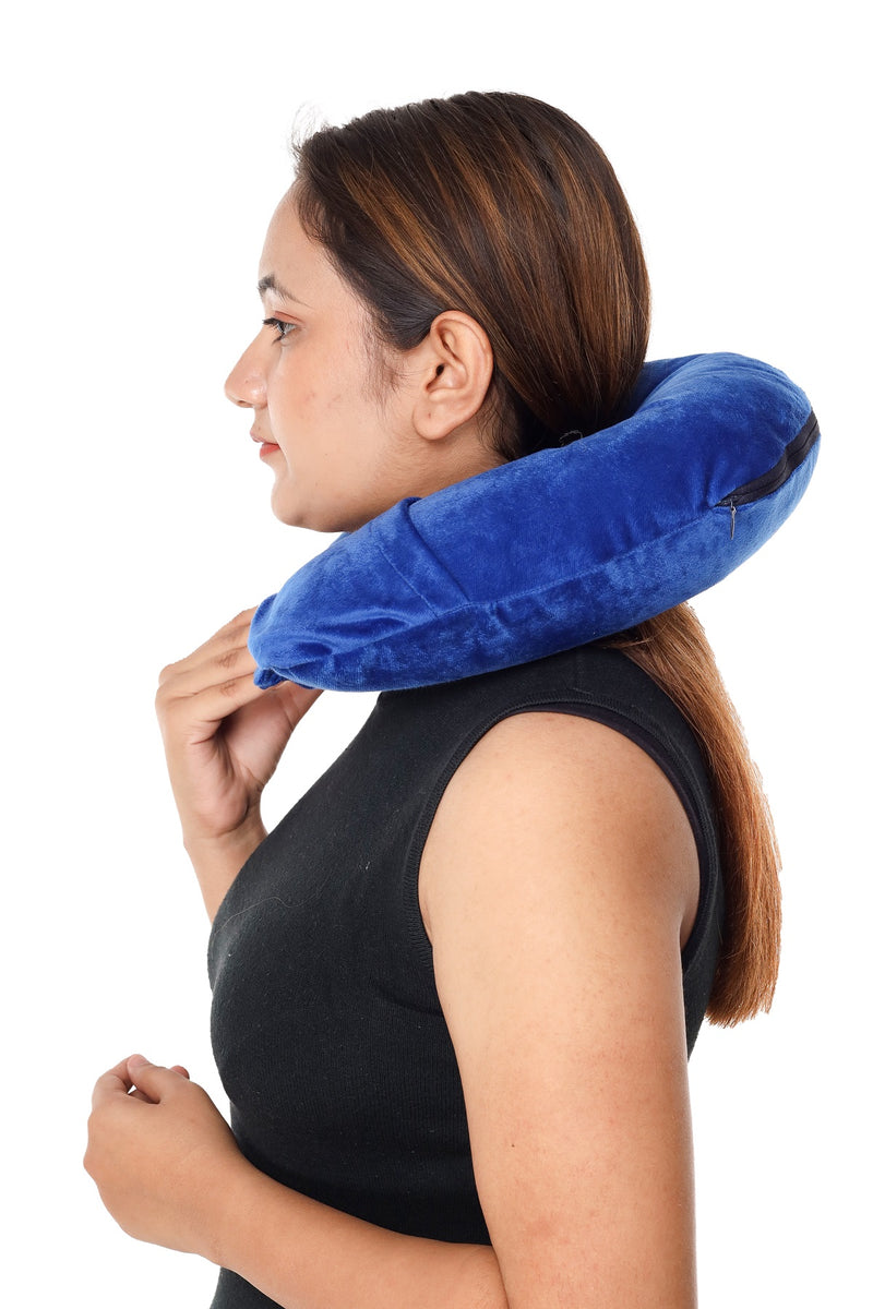 Siroki Bond Velvet Blue Neck/Travel Pillow