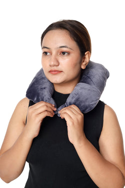 Siroki Bond Velvet Grey Neck/Travel Pillow