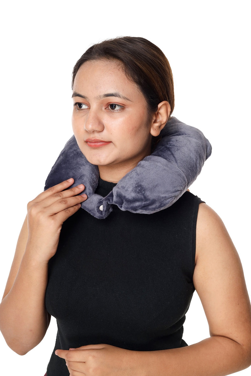 Siroki Bond Velvet Grey Neck/Travel Pillow