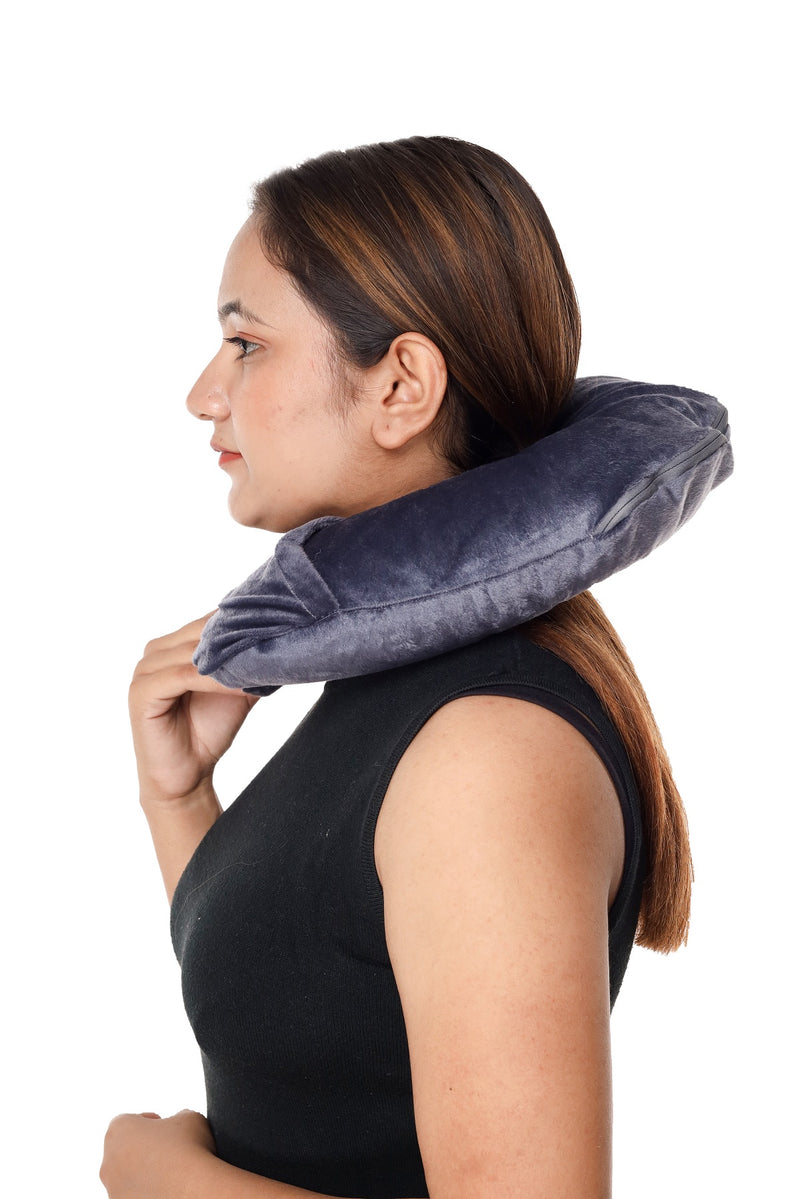 Siroki Bond Velvet Grey Neck/Travel Pillow